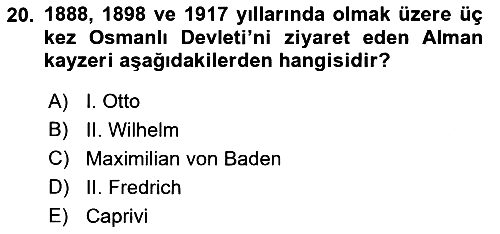 Osmanlı Diplomasisi 2019-2020 Dönem Sonu Sınavı - 20. soru