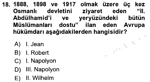 Osmanlı Diplomasisi 2021-2022 Dönem Sonu Sınavı - 18. soru