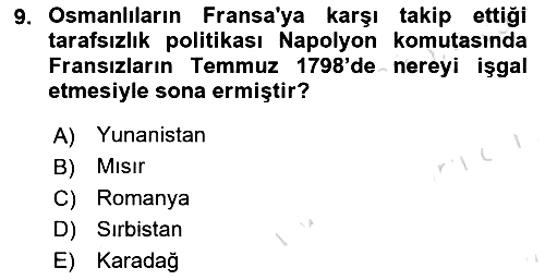 Osmanlı Diplomasisi 2022-2023 Dönem Sonu Sınavı - 9. soru