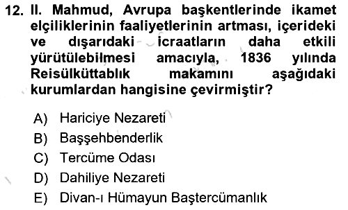Osmanlı Diplomasisi 2022-2023 Dönem Sonu Sınavı - 12. soru