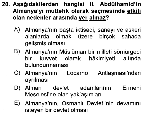 Osmanlı Diplomasisi 2022-2023 Dönem Sonu Sınavı - 20. soru