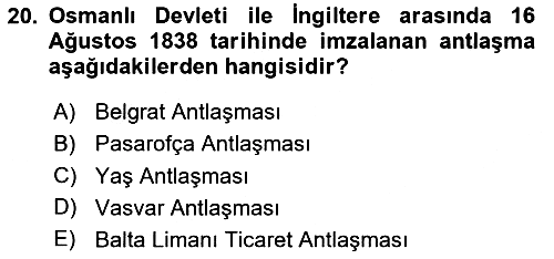 Osmanlı Diplomasisi 2024-2025 Dönem Sonu Sınavı - 20. soru