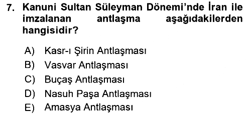 Osmanlı Diplomasisi 2018-2019 Yaz Okulu Sınavı - 7. soru