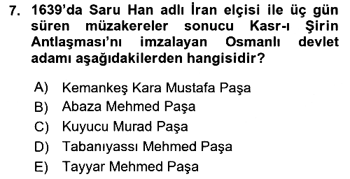 Osmanlı Diplomasisi 2020-2021 Yaz Okulu Sınavı - 7. soru