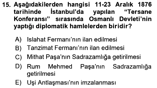 Osmanlı Diplomasisi 2022-2023 Yaz Okulu Sınavı - 15. soru