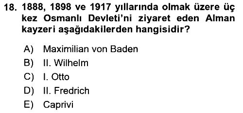 Osmanlı Diplomasisi 2022-2023 Yaz Okulu Sınavı - 18. soru