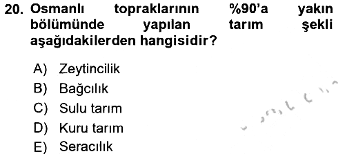 Osmanlı İktisat Tarihi 2016-2017 3 Ders Sınavı - 20. soru