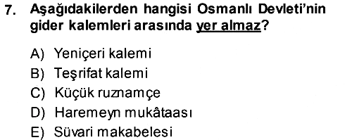 Osmanlı İktisat Tarihi 2013-2014 Ara Sınav - 7. soru