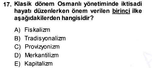 Osmanlı İktisat Tarihi 2013-2014 Ara Sınav - 17. soru