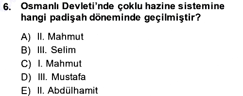 Osmanlı İktisat Tarihi 2014-2015 Ara Sınav - 6. soru