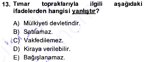 Osmanlı İktisat Tarihi 2014-2015 Ara Sınav - 13. soru