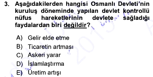 Osmanlı İktisat Tarihi 2015-2016 Ara Sınav - 3. soru