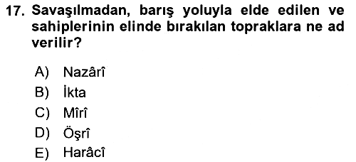 Osmanlı İktisat Tarihi 2019-2020 Ara Sınav - 17. soru