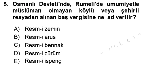Osmanlı İktisat Tarihi 2021-2022 Ara Sınav - 5. soru