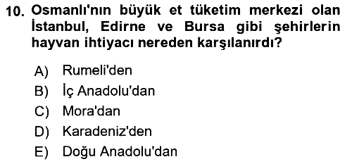 Osmanlı İktisat Tarihi 2024-2025 Ara Sınav - 10. soru