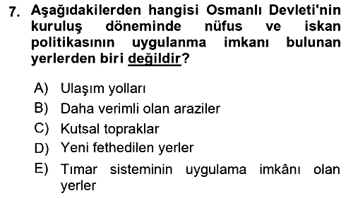 Osmanlı İktisat Tarihi 2025-2026 Ara Sınav - 7. soru