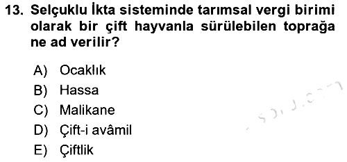 Osmanlı İktisat Tarihi 2025-2026 Ara Sınav - 13. soru
