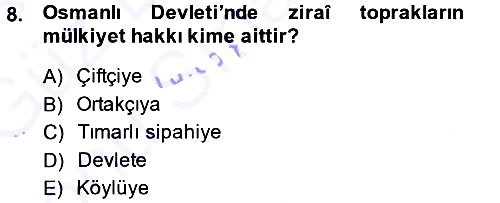 Osmanlı İktisat Tarihi 2013-2014 Dönem Sonu Sınavı - 8. soru