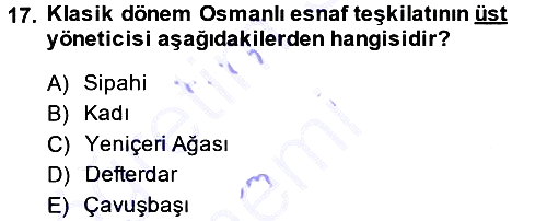 Osmanlı İktisat Tarihi 2013-2014 Dönem Sonu Sınavı - 17. soru
