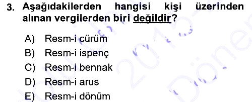 Osmanlı İktisat Tarihi 2015-2016 Dönem Sonu Sınavı - 3. soru