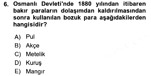 Osmanlı İktisat Tarihi 2016-2017 Dönem Sonu Sınavı - 6. soru