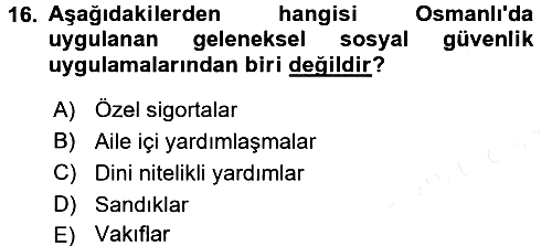 Osmanlı İktisat Tarihi 2016-2017 Dönem Sonu Sınavı - 16. soru