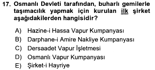 Osmanlı İktisat Tarihi 2017-2018 Dönem Sonu Sınavı - 17. soru
