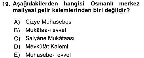 Osmanlı İktisat Tarihi 2017-2018 Dönem Sonu Sınavı - 19. soru