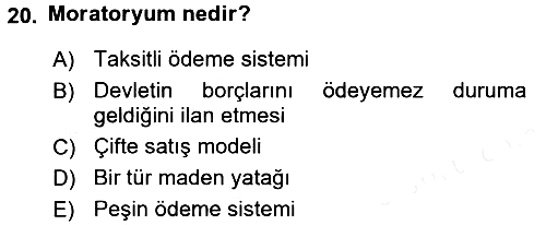 Osmanlı İktisat Tarihi 2017-2018 Dönem Sonu Sınavı - 20. soru