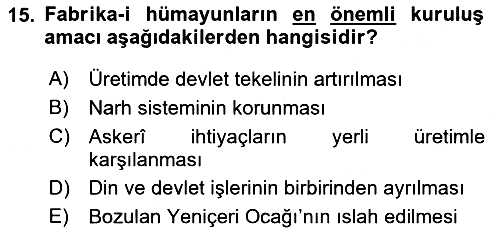 Osmanlı İktisat Tarihi 2018-2019 Dönem Sonu Sınavı - 15. soru