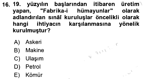 Osmanlı İktisat Tarihi 2023-2024 Dönem Sonu Sınavı - 16. soru