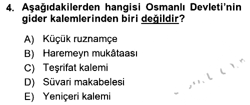 Osmanlı İktisat Tarihi 2018-2019 Yaz Okulu Sınavı - 4. soru