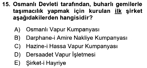 Osmanlı İktisat Tarihi 2021-2022 Yaz Okulu Sınavı - 15. soru
