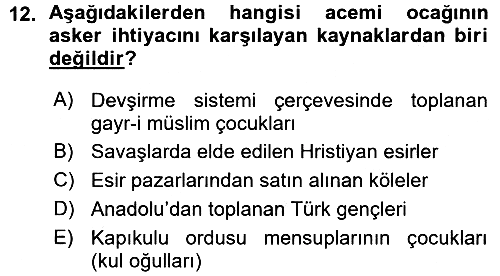 Osmanlı Merkez ve Taşra Teşkilatı 2015-2016 Ara Sınav - 12. soru