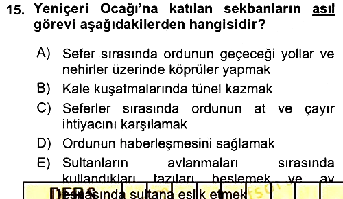Osmanlı Merkez ve Taşra Teşkilatı 2015-2016 Ara Sınav - 15. soru