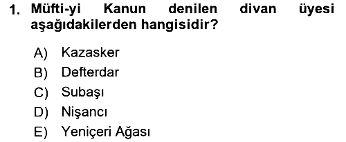 Osmanlı Merkez ve Taşra Teşkilatı 2016-2017 Ara Sınav - 1. soru