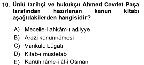 Osmanlı Merkez ve Taşra Teşkilatı 2017-2018 Ara Sınav - 10. soru