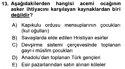 Osmanlı Merkez ve Taşra Teşkilatı 2018-2019 Ara Sınav - 13. soru