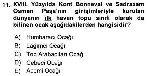 Osmanlı Merkez ve Taşra Teşkilatı 2019-2020 Ara Sınav - 11. soru