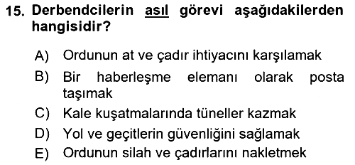 Osmanlı Merkez ve Taşra Teşkilatı 2021-2022 Ara Sınav - 15. soru