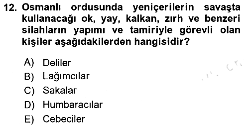 Osmanlı Merkez ve Taşra Teşkilatı 2024-2025 Ara Sınav - 12. soru