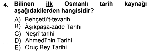 Osmanlı Tarihi (1300-1566) 2012-2013 Ara Sınav - 4. soru