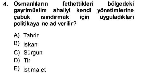 Osmanlı Tarihi (1300-1566) 2013-2014 Ara Sınav - 4. soru