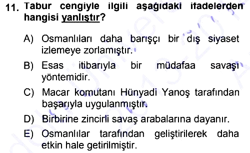 Osmanlı Tarihi (1300-1566) 2013-2014 Ara Sınav - 11. soru