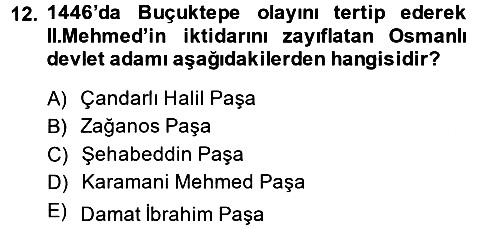 Osmanlı Tarihi (1300-1566) 2013-2014 Ara Sınav - 12. soru