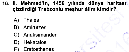 Osmanlı Tarihi (1300-1566) 2015-2016 Ara Sınav - 16. soru