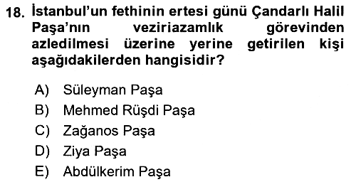 Osmanlı Tarihi (1300-1566) 2016-2017 Ara Sınav - 18. soru