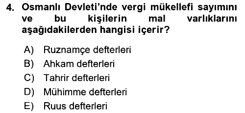 Osmanlı Tarihi (1300-1566) 2019-2020 Ara Sınav - 4. soru