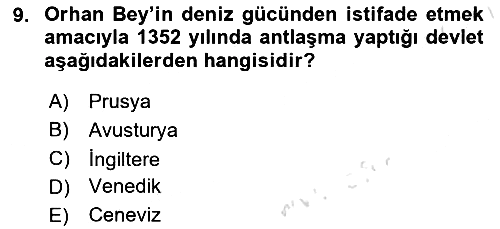 Osmanlı Tarihi (1300-1566) 2021-2022 Ara Sınav - 9. soru