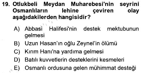 Osmanlı Tarihi (1300-1566) 2021-2022 Ara Sınav - 19. soru